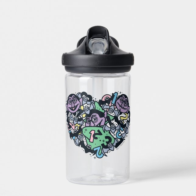 Sesame Sesame | Count von Count Doodle Heart Water Bottle (Front)