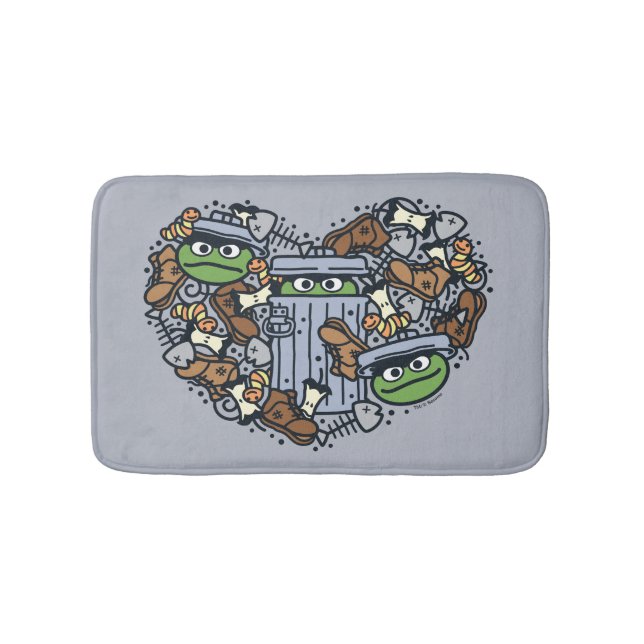 Sesame Sesame | Oscar the Grouch Doodle Heart Bath Mat (Front)