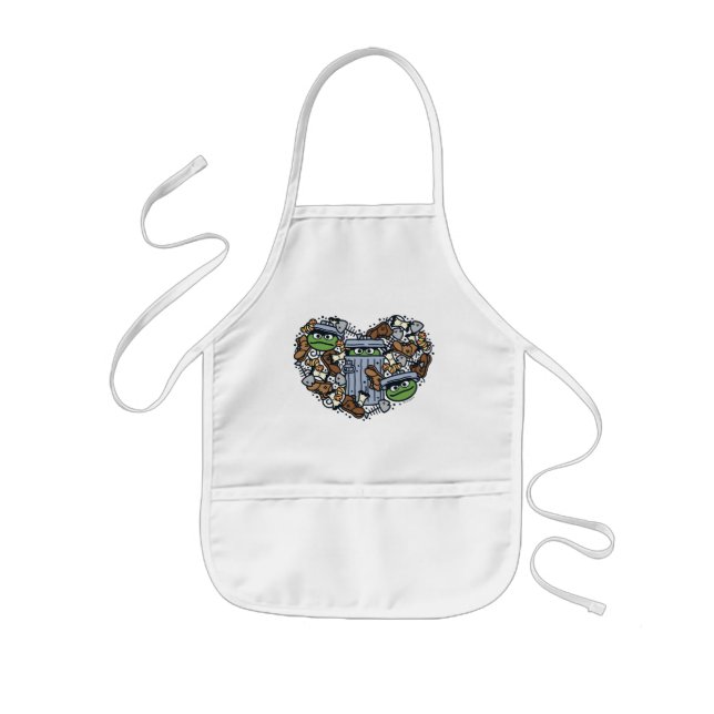 Sesame Sesame | Oscar the Grouch Doodle Heart Kids Apron (Front)