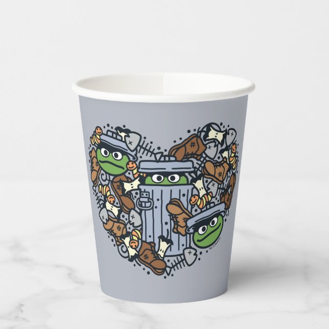 Sesame Sesame | Oscar the Grouch Doodle Heart Paper Cups (Left)