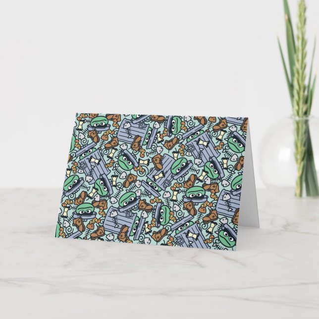Sesame Sesame | Oscar the Grouch Pattern Holiday Card (Front)