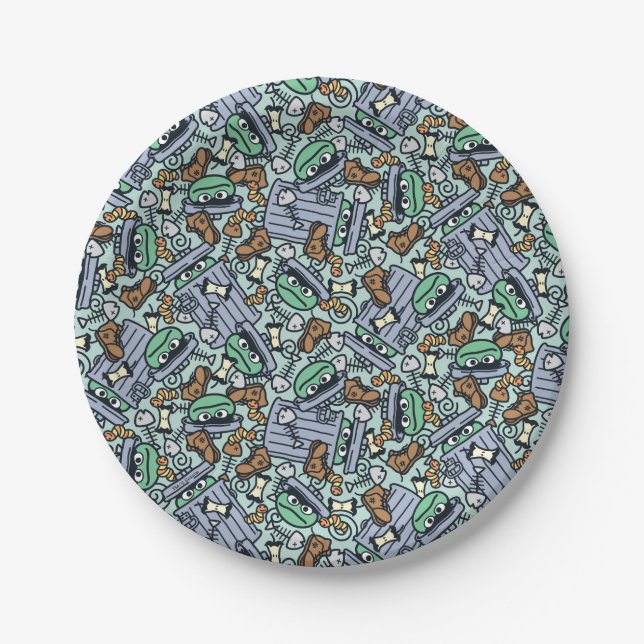 Sesame Sesame | Oscar the Grouch Pattern Paper Plate (Front)