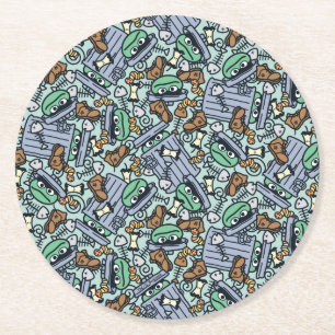 Sesame Sesame   Oscar the Grouch Pattern Round Paper Coaster