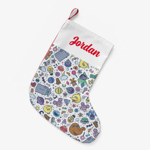 Sesame Sesame   Sesame Pals Doodle Pattern Small Christmas Stocking