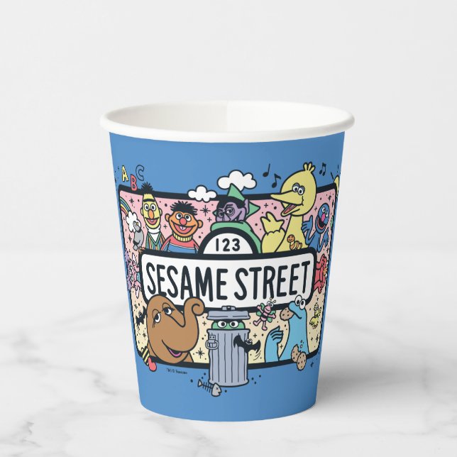 Sesame Sesame | Sesame Pals Doodle Sign Paper Cups (Left)