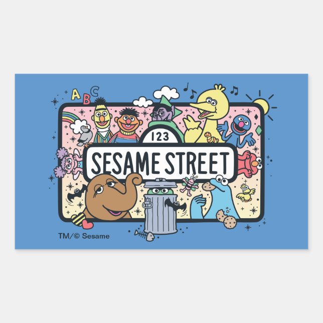 Sesame Sesame | Sesame Pals Doodle Sign Sticker (Front)