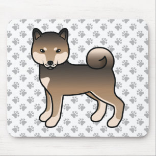 Sesame Shiba Inu Cartoon Dog & Paws Mouse Pad