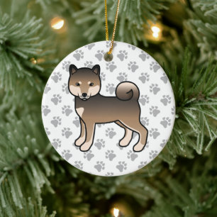 Sesame Shiba Inu Cute Cartoon Dog Illustration Ceramic Ornament