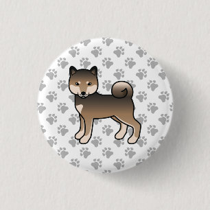 Sesame Shiba Inu Cute Cartoon Dog & Paws 1 Inch Round Button