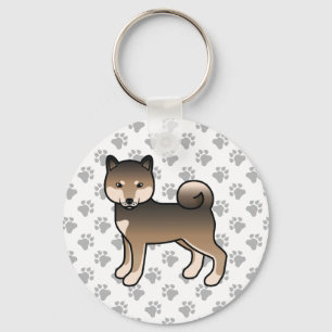 Sesame Shiba Inu Cute Cartoon Dog & Paws Keychain