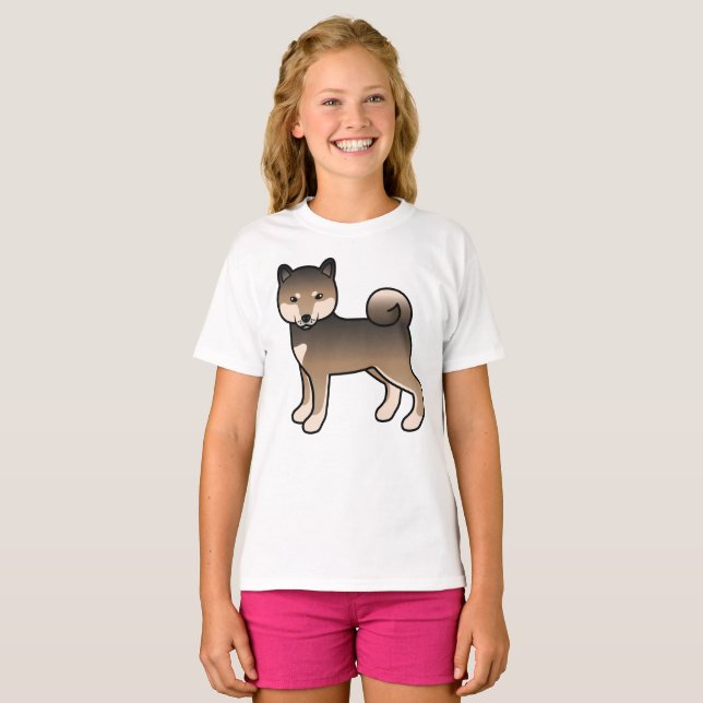 Sesame Shiba Inu Cute Cartoon Dog T-Shirt (Front Full)