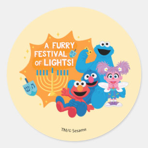 Sesame Street   A Furry Festival of Lights! Classic Round Sticker