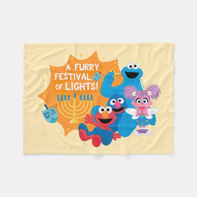 Sesame Street | A Furry Festival of Lights! Fleece Blanket (Front (Horizontal))
