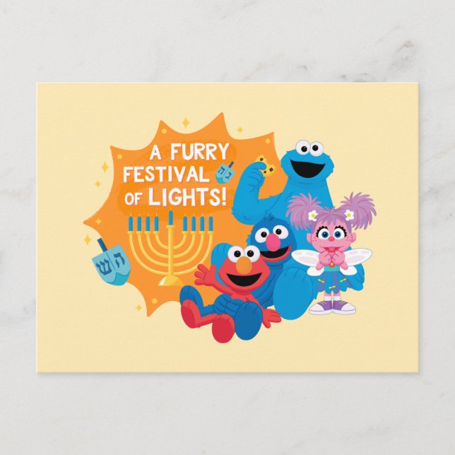Sesame Street | A Furry Festival of Lights! Postcard (Front)