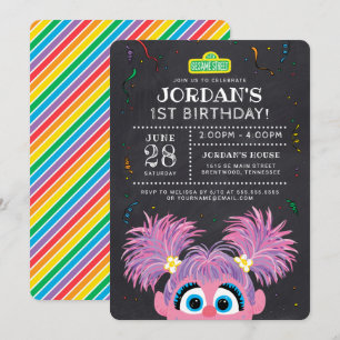 Sesame Street   Abby Cadabby Chalkboard Birthday Invitation
