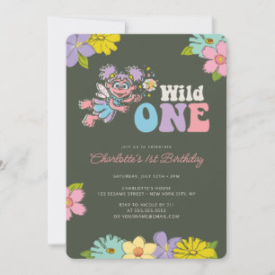 Sesame Street Abby   Wild Floral Birthday Invitation