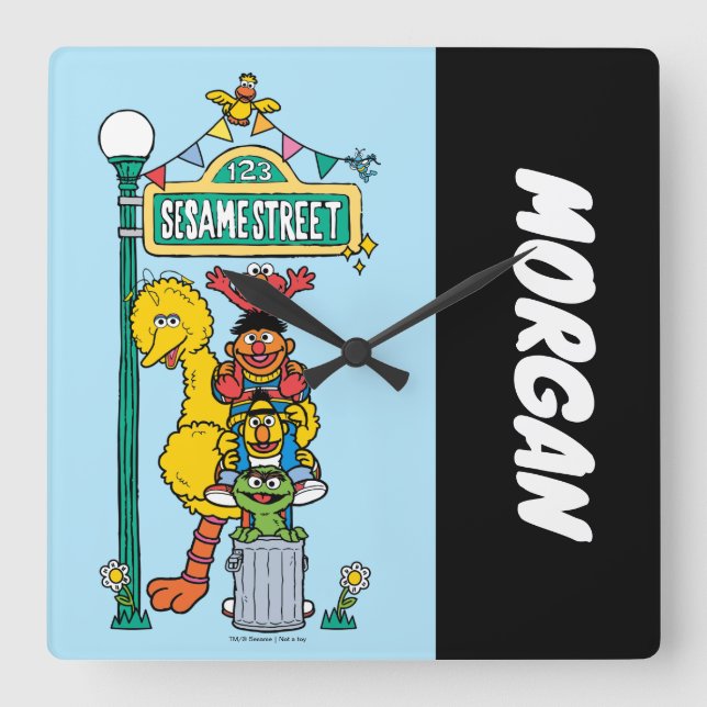 Sesame Street | Add Your Name Square Wall Clock (Front)