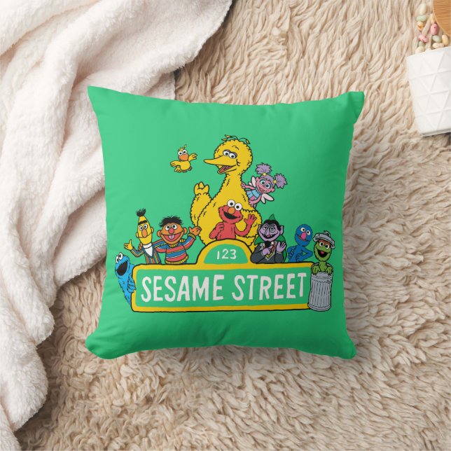 Sesame Street | All Around the Sesame Street Sign Throw Pillow (Blanket)