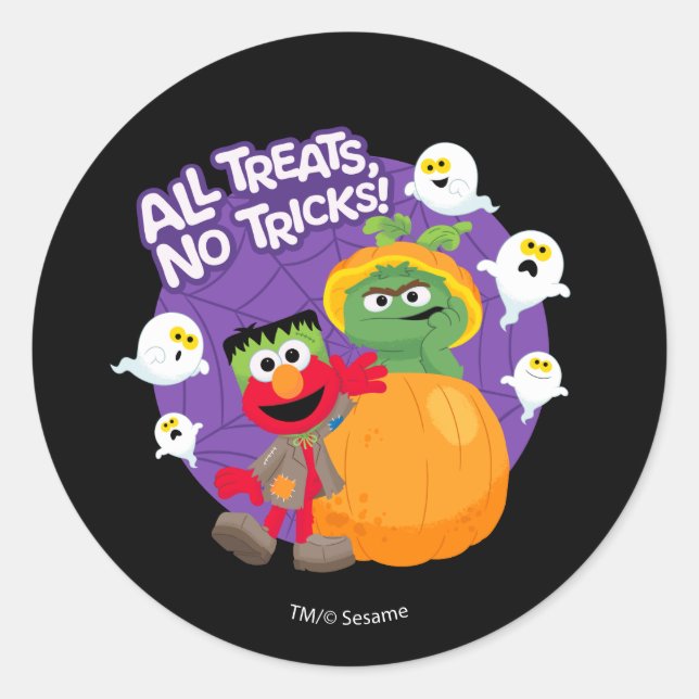 Sesame Street | All Tricks No Treats! Classic Round Sticker (Front)
