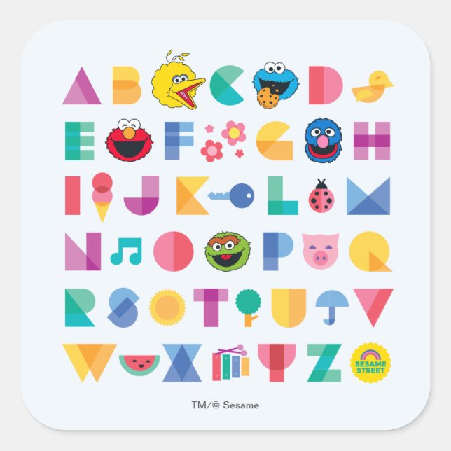 Sesame Street Alphabet Square Sticker (Front)