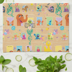 Sesame Street Apartment Windows Pattern Kitchen Towel