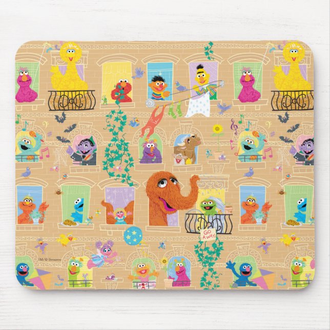 Sesame Street Apartment Windows Pattern Mouse Pad (Front)