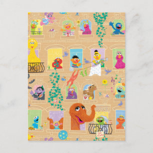Sesame Street Apartment Windows Pattern Postcard