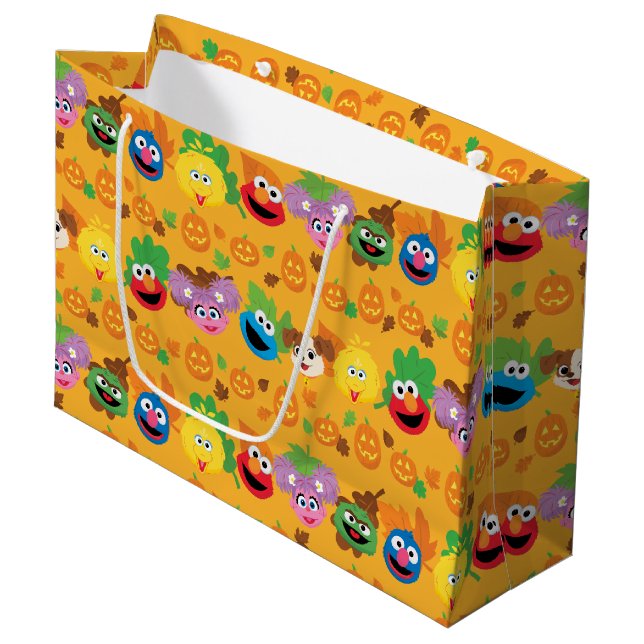 Sesame Street Autumn Leaves Pattern Large Gift Bag (Front Angled)