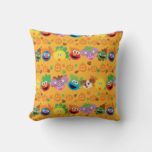 Sesame Street Autumn Leaves Pattern Throw Pillow (Front)