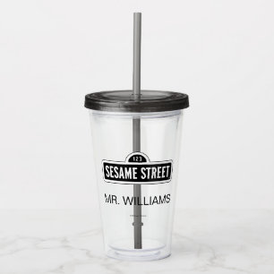 Sesame Street   B&W Logo   Add Your Name Acrylic Tumbler