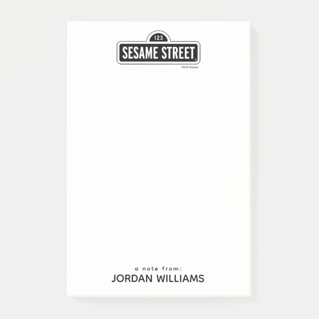 Sesame Street | B&W Logo | Add Your Name Post-it Notes (Front)