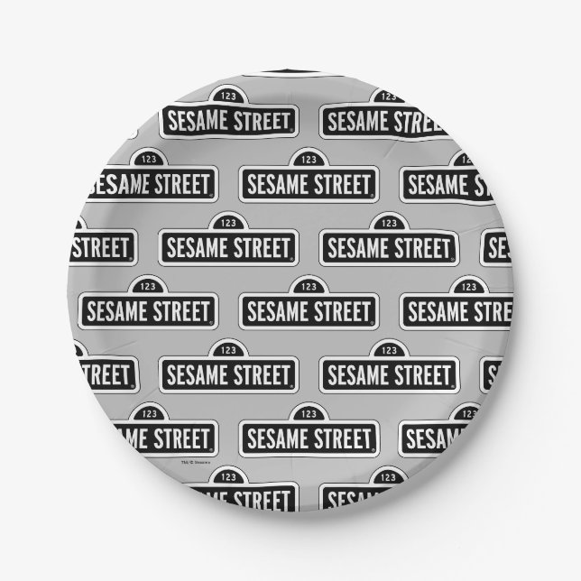 Sesame Street | B&W Logo Paper Plate (Front)