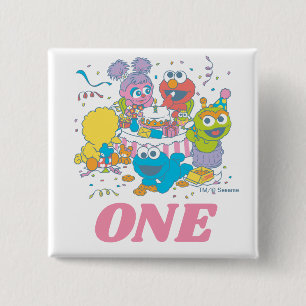 Sesame Street Baby's 1st Birthday 2 Inch Square Button