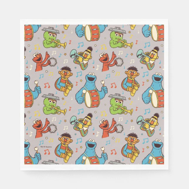 Sesame Street Band Grey Pattern Napkin (Front)