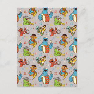 Sesame Street Band Grey Pattern Postcard