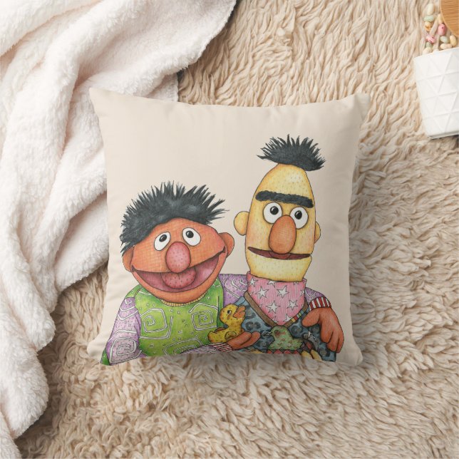 Sesame Street Bert and Ernie Watercolor Throw Pillow (Blanket)