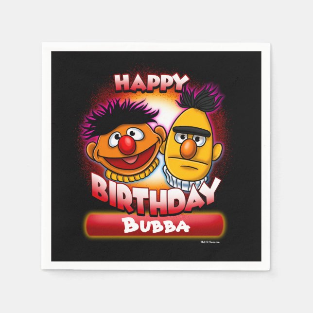 Sesame Street | Bert & Ernie Themed Birthday Napkin (Front)