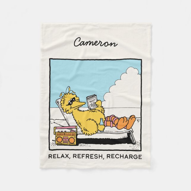 Sesame Street | Big Bird Relax | Add Your Name Fleece Blanket (Front)