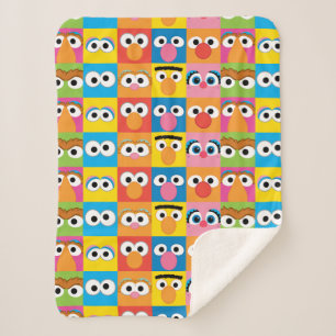 Sesame Street Character Eyes Pattern Sherpa Blanket