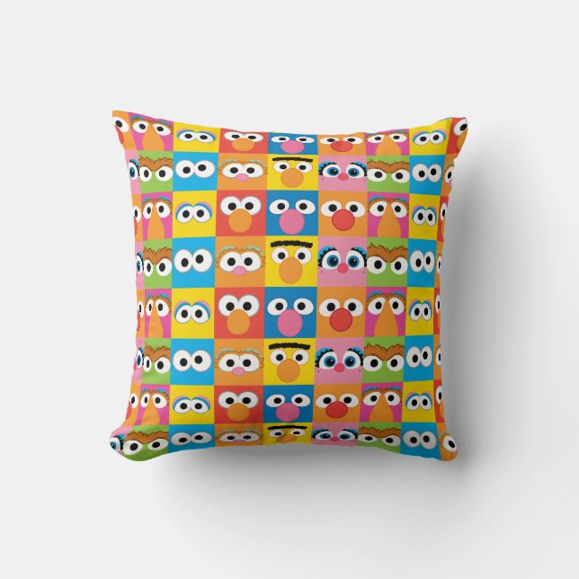 Sesame Street Character Eyes Pattern Throw Pillow (Front)