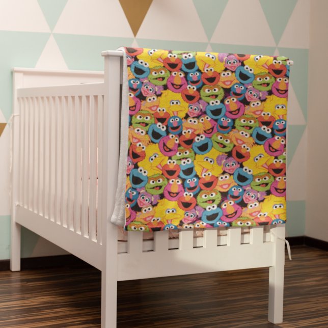 Sesame Street Character Faces Pattern Fleece Blanket (Creator Uploaded)