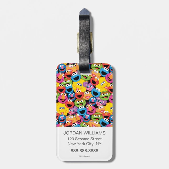 Sesame Street Character Faces Pattern Luggage Tag (Back Vertical)