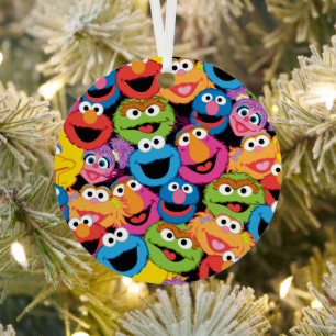 Sesame Street Character Faces Pattern Metal Ornament