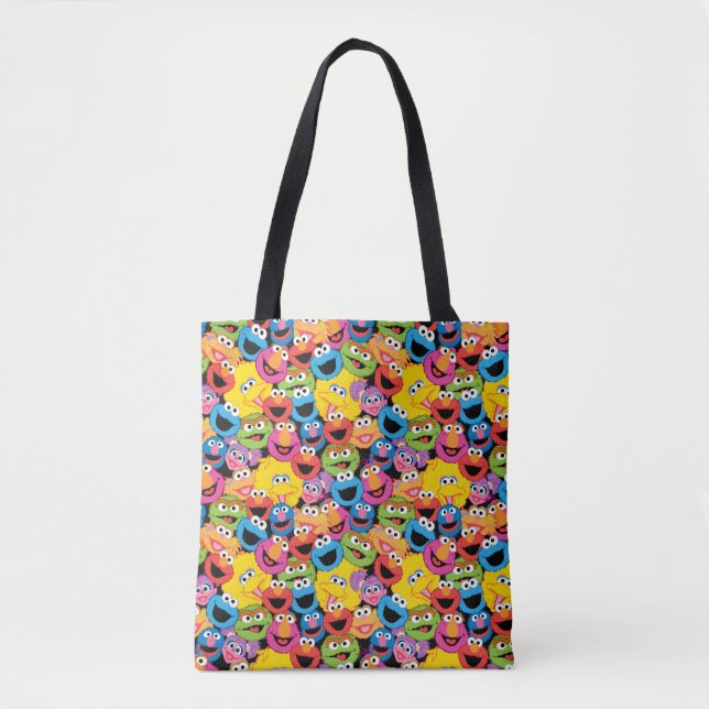 Sesame Street Character Faces Pattern Tote Bag (Front)
