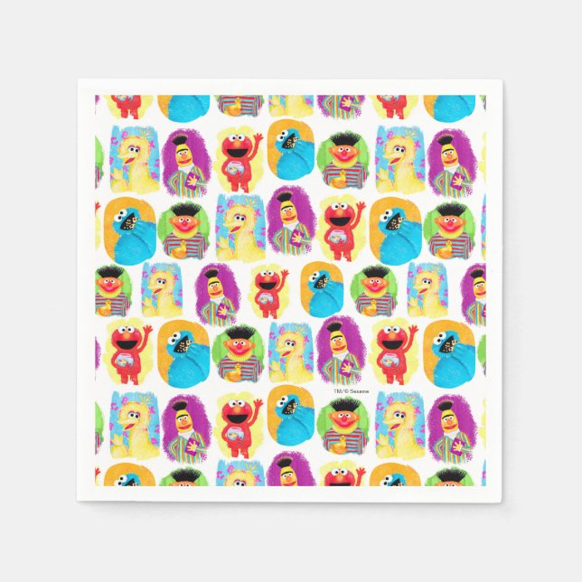 Sesame Street Character Fun & Colourful Pattern Napkin (Front)