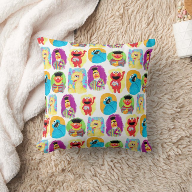 Sesame Street Character Fun & Colourful Pattern Throw Pillow (Blanket)
