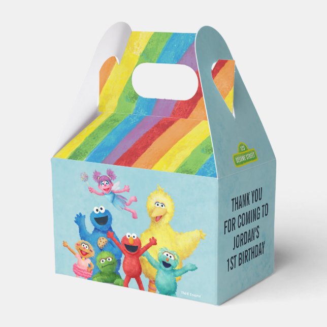 Sesame Street Character Illustration Birthday  Favor Box (Front Side)