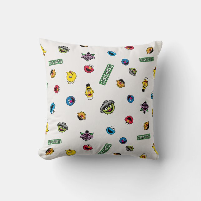 Sesame Street Character Pattern Throw Pillow (Front)