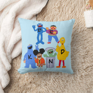 Sesame Street Characters   Be Kind - Sign Language Throw Pillow
