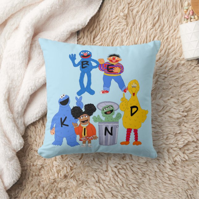 Sesame Street Characters | Be Kind - Sign Language Throw Pillow (Blanket)